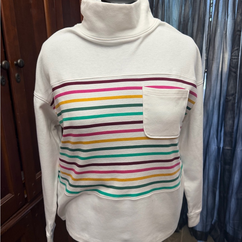 Croft & Barrow Striped Turtleneck Sweatshirt Pullover Women’s Large